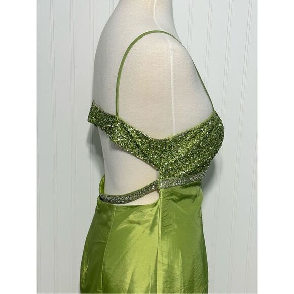 Marsoni Prom Gown Maxi Length Beaded Open Back‎ Sweetheart Neckline Green 14 - Picture 5 of 16
